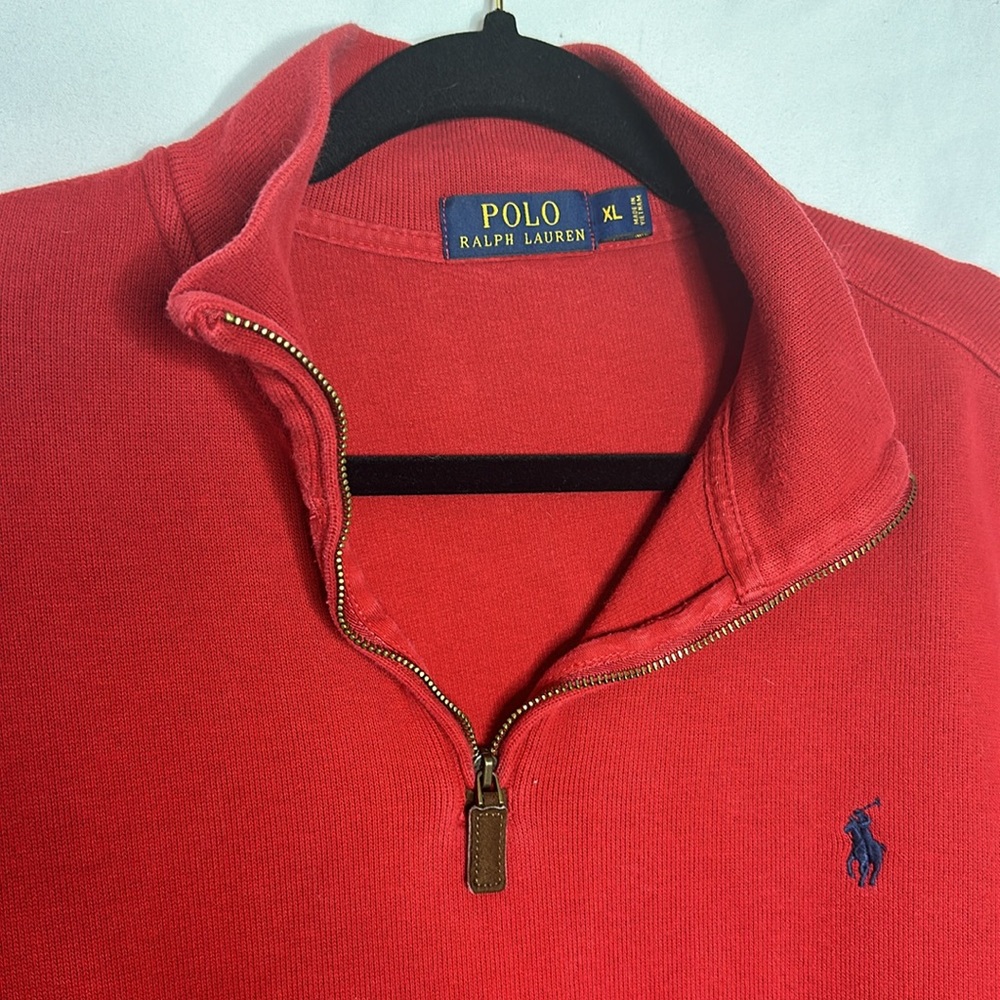 POLO RALPH LAUREN | 90's Vintage RL Men’s 1/4 Zip Cotton Ribbed Pullover Size XL - Picture 4 of 7